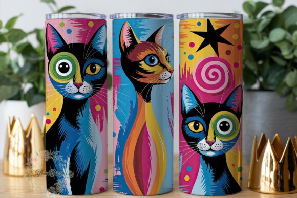 Abstract Art Cat Faces 20oz Tumbler Wrap Review