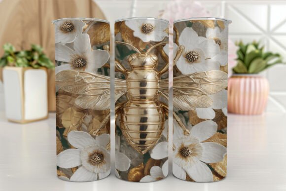 Bee Honeycomb Floral Tumbler Wrap PNG Review