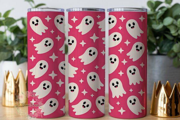 Cute Pink Ghosts Stars 20oz Tumbler Wrap Review