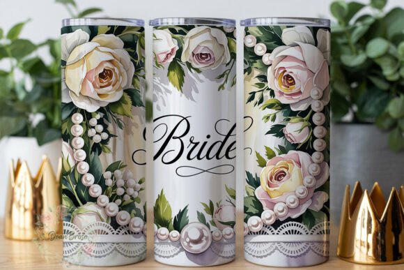 Elegant Floral Lace Bride 20oz Tumbler
