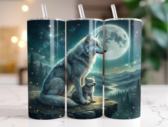 Moonlit Wolf Mother and Cub 20oz Tumbler Review