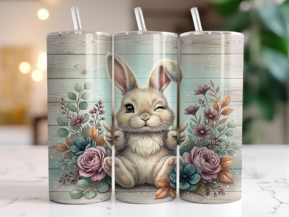 Rustic Floral Bunny Tumbler Wrap Design Review
