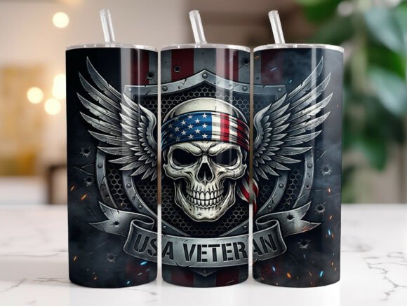 USA Veteran Skull Wings 20oz Tumbler PNG Review
